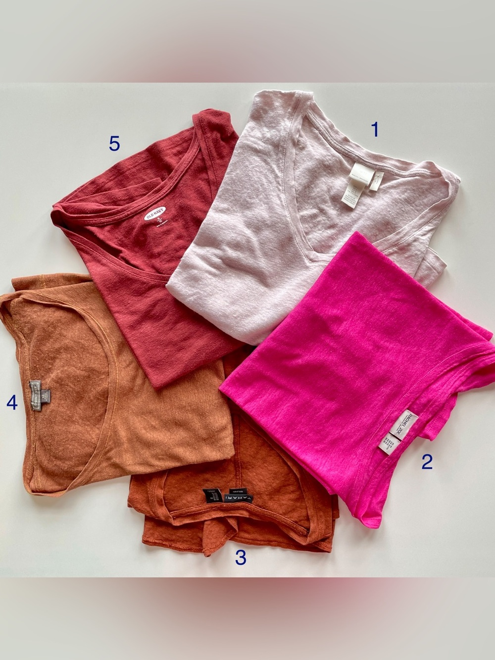 Lot of 5 Linen T Shirts - XL - Point Sur J Crew Rachel Zoe H&M Tahari Old Navy